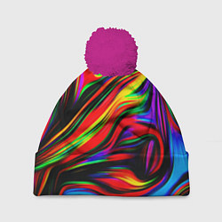Шапка с помпоном ABSTRACT, цвет: 3D-малиновый
