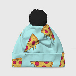 Шапка с помпоном Ароматная пицца, цвет: 3D-черный