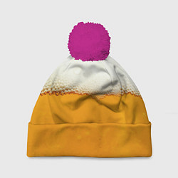 Шапка с помпоном Я ПИВО!, цвет: 3D-малиновый