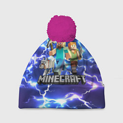 Шапка с помпоном MINECRAFT МАЙНКРАФТ, цвет: 3D-малиновый