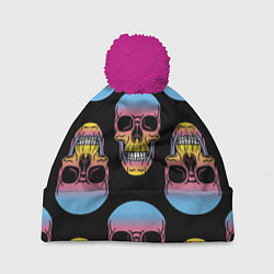 Шапка c помпоном Neon skull!