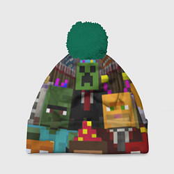 Шапка с помпоном Minecraft - characters - video game, цвет: 3D-зеленый