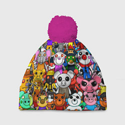 Шапка с помпоном ROBLOX PIGGY, цвет: 3D-малиновый