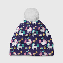 Шапка с помпоном Unicorn pattern, цвет: 3D-белый