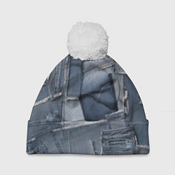 Шапка с помпоном Jeans life, цвет: 3D-белый