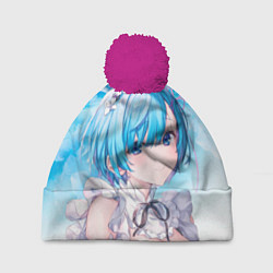 Шапка с помпоном Рем, цвет: 3D-малиновый