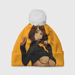 Шапка с помпоном Uraraka Ahegao Урарака, цвет: 3D-белый