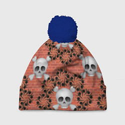 Шапка с помпоном Кирпичные черепа, цвет: 3D-тёмно-синий