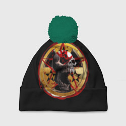 Шапка с помпоном Five Finger Death Punch FFDP, цвет: 3D-зеленый