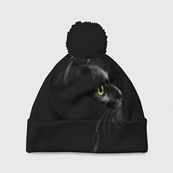 Шапка с помпоном Черный кот, цвет: 3D-черный