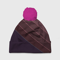 Шапка с помпоном Коричнево-фиолетовый узор, цвет: 3D-малиновый