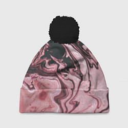 Шапка с помпоном Розовые Разводы С черными, цвет: 3D-черный