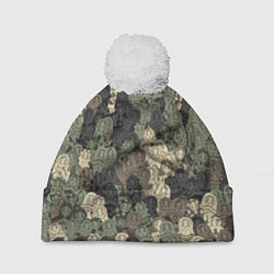 Шапка с помпоном Камуфляж из матрёшек, цвет: 3D-белый