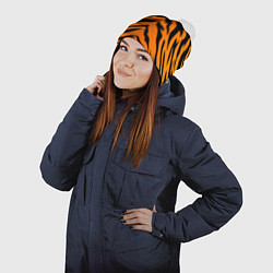 Шапка с помпоном Шкура тигра, цвет: 3D-белый — фото 2
