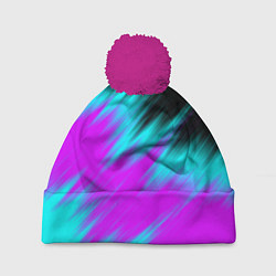 Шапка c помпоном НЕОНОВЫЕ ПОЛОСЫ И НИЧЕГО ЛИШНЕГО NEON STRIPES