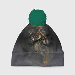Шапка с помпоном Тигр в тумане, цвет: 3D-зеленый