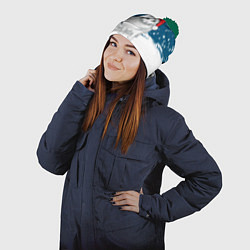 Шапка с помпоном НОВОГОДНИЙ КОТ БЕНДЕР МЕМ, цвет: 3D-зеленый — фото 2