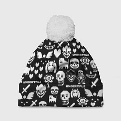 Шапка с помпоном UNDERTALE PATTERN БЕЛЫЙ, цвет: 3D-белый