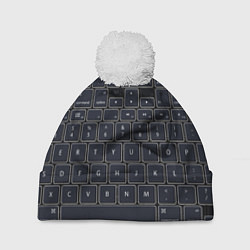 Шапка с помпоном КЛАВИАТУРА КОМПЬЮТЕРНАЯ КНОПКИ, цвет: 3D-белый