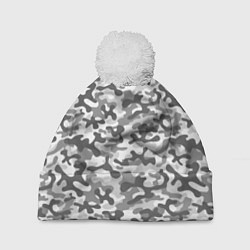 Шапка с помпоном Серый Городской Камуфляж, цвет: 3D-белый