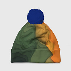 Шапка с помпоном Зеленые дюны, цвет: 3D-тёмно-синий