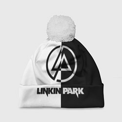 Шапка с помпоном Linkin Park ЧБ, цвет: 3D-белый