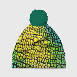 Шапка с помпоном Кожа ящерицы, цвет: 3D-зеленый