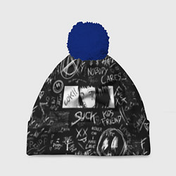 Шапка с помпоном Аниме Анархия eyes love, цвет: 3D-тёмно-синий
