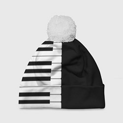 Шапка c помпоном Черно-Белое Пианино Piano
