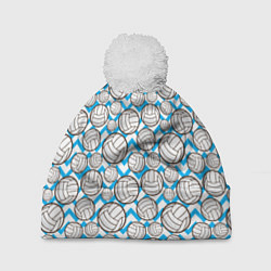 Шапка с помпоном Мячи Волейбольные, цвет: 3D-белый