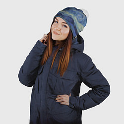 Шапка с помпоном Звездная ночь Ван Гога, цвет: 3D-белый — фото 2