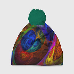 Шапка с помпоном Абстрактная мультивселенная паттерн Abstraction, цвет: 3D-зеленый