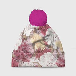 Шапка с помпоном Цветы Восхитительный Летний Букет Пион, цвет: 3D-малиновый