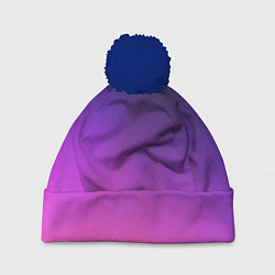 Шапка с помпоном Розовофиолетовый градиент, цвет: 3D-тёмно-синий