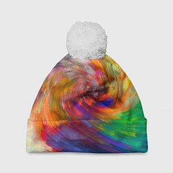 Шапка с помпоном MULTICOLORED SWIRLS, цвет: 3D-белый