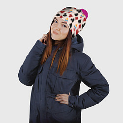 Шапка с помпоном Джокер карты масть cards joker clown, цвет: 3D-малиновый — фото 2