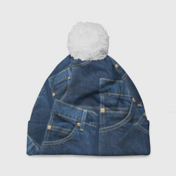 Шапка c помпоном Джинсовка jeans