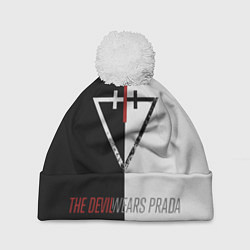 Шапка с помпоном The Devil wears prada - Логотип, цвет: 3D-белый