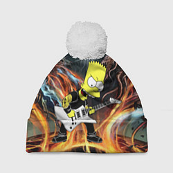 Шапка с помпоном Барт Симпсон - соло на гитаре, цвет: 3D-белый