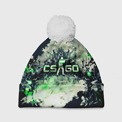 Шапка с помпоном CS GO green, цвет: 3D-белый
