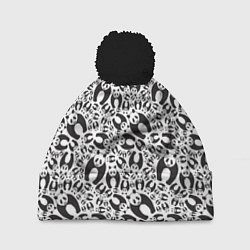 Шапка с помпоном Медвежонок панда, цвет: 3D-черный