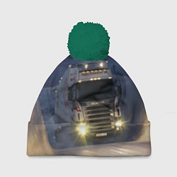 Шапка с помпоном Для фуры Scania нет преград, цвет: 3D-зеленый