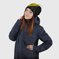 Шапка с помпоном Black and yellow, цвет: 3D-белый — фото 2