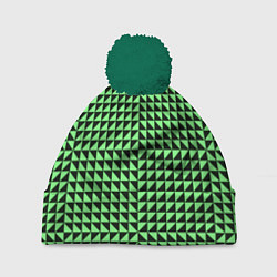 Шапка с помпоном Чёрно-зелёная оптическая иллюзия, цвет: 3D-зеленый