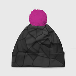 Шапка с помпоном Черные стальные плиты, цвет: 3D-малиновый