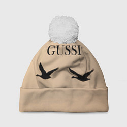 Шапка с помпоном Гуси в полете, цвет: 3D-белый