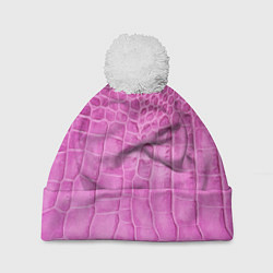 Шапка с помпоном Кожа - текстура - pink, цвет: 3D-белый