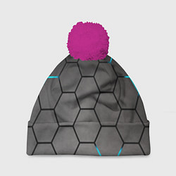 Шапка с помпоном Броня текстура неоновая, цвет: 3D-малиновый
