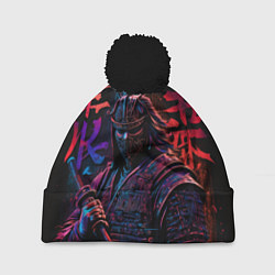 Шапка с помпоном Самурай неон, цвет: 3D-черный
