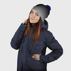 Шапка с помпоном От черного к белому, цвет: 3D-тёмно-синий — фото 2